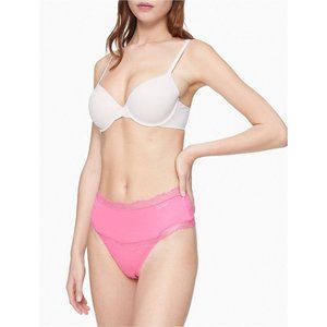 SALE 5/$25 Calvin Klein Womens Scallop Lace Trim High Waist Thong Tanga Pink NWT